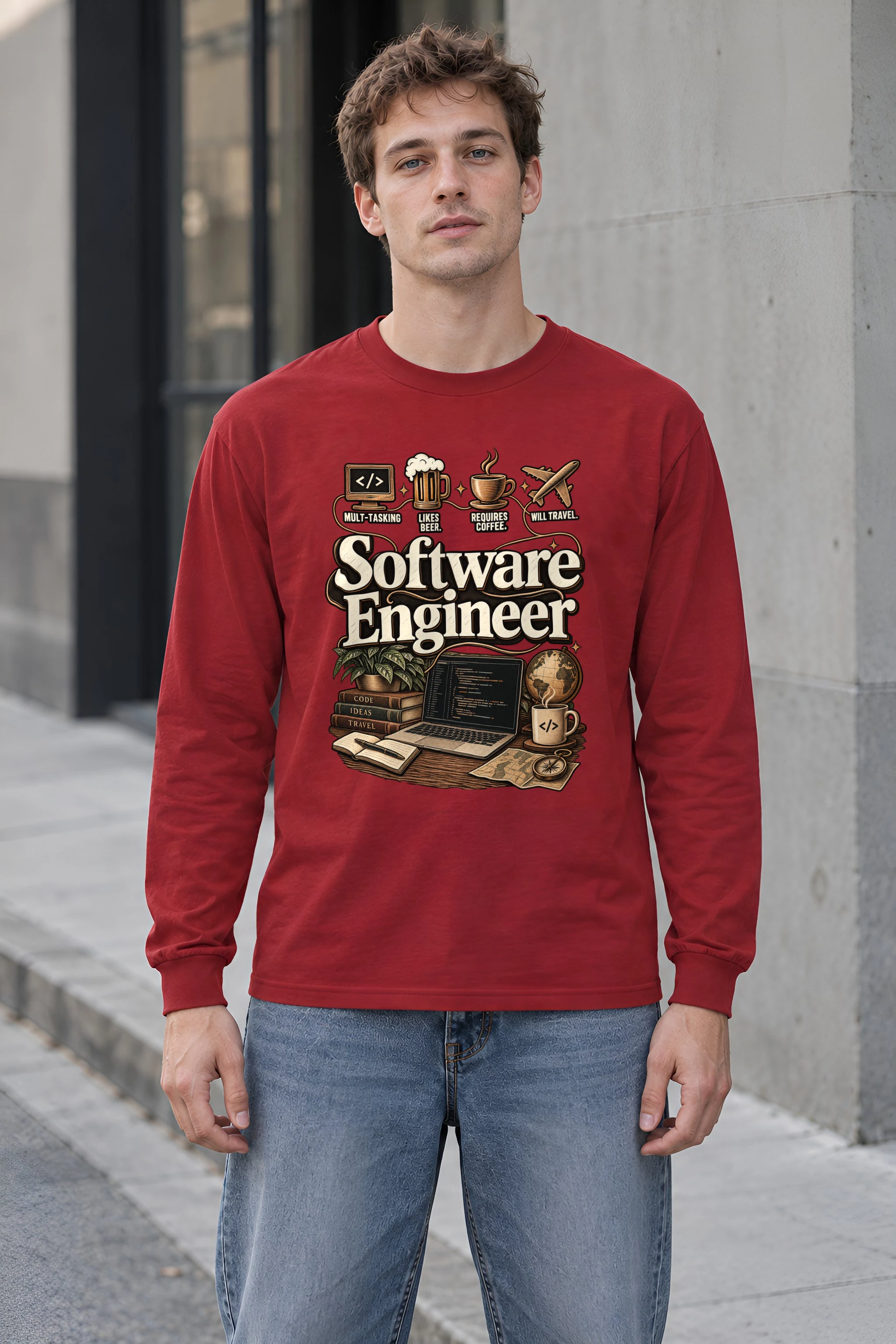 "Software Engineer Illustration" Unisex Longsleeve T-shirt