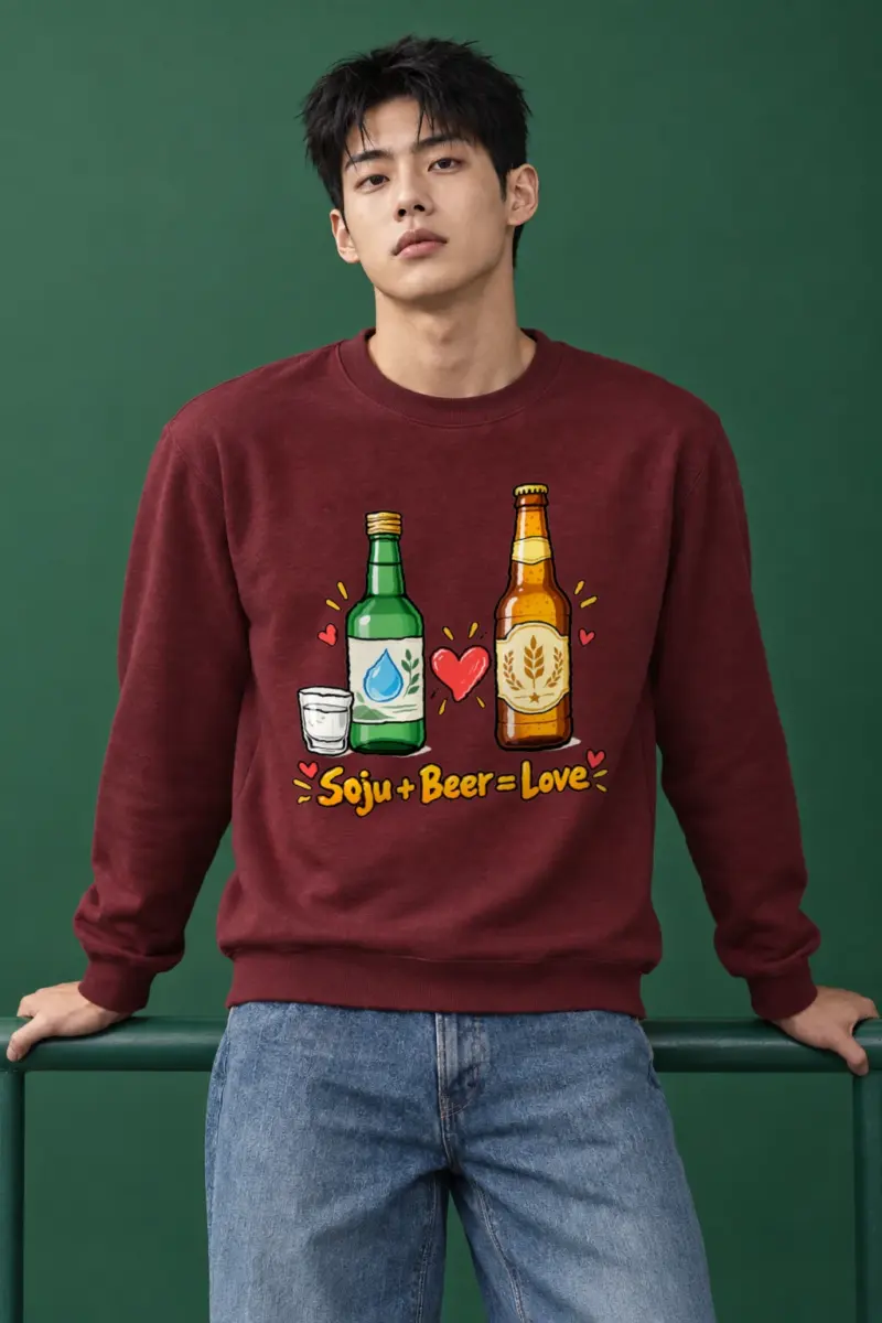 "Soju + Beer = Love" Heavy Blend Unisex Crewneck Sweatshirt