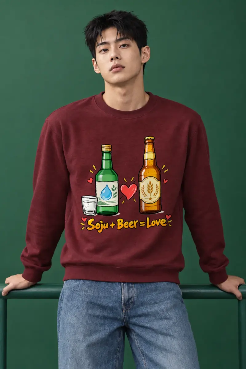 "Soju + Beer = Love" Heavy Blend Unisex Crewneck Sweatshirt