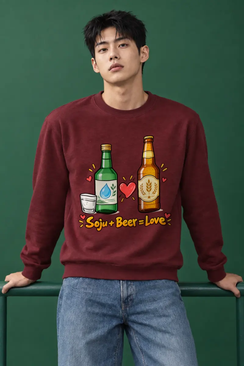 "Soju + Beer = Love" Heavy Blend Unisex Crewneck Sweatshirt