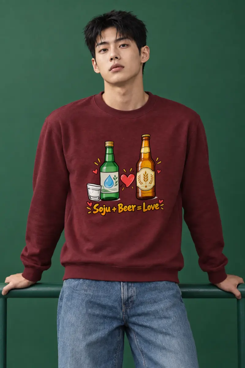 "Soju + Beer = Love" Heavy Blend Unisex Crewneck Sweatshirt