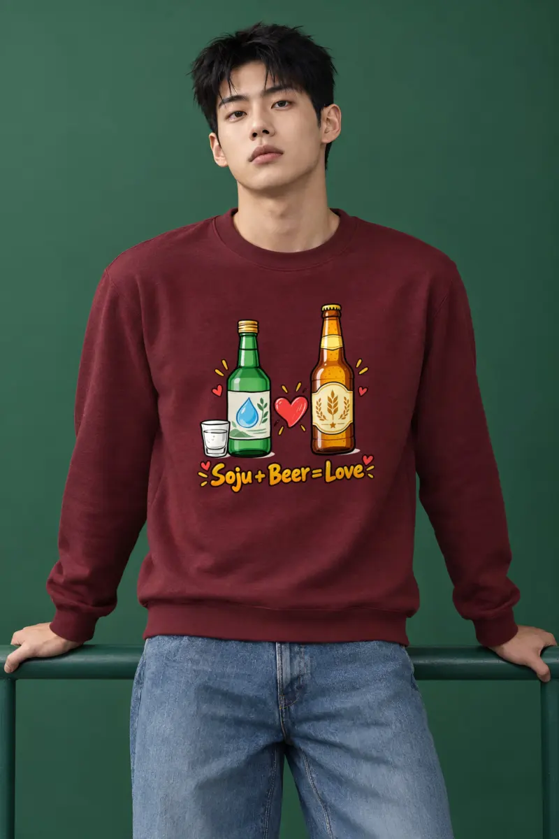 "Soju + Beer = Love" Heavy Blend Unisex Crewneck Sweatshirt