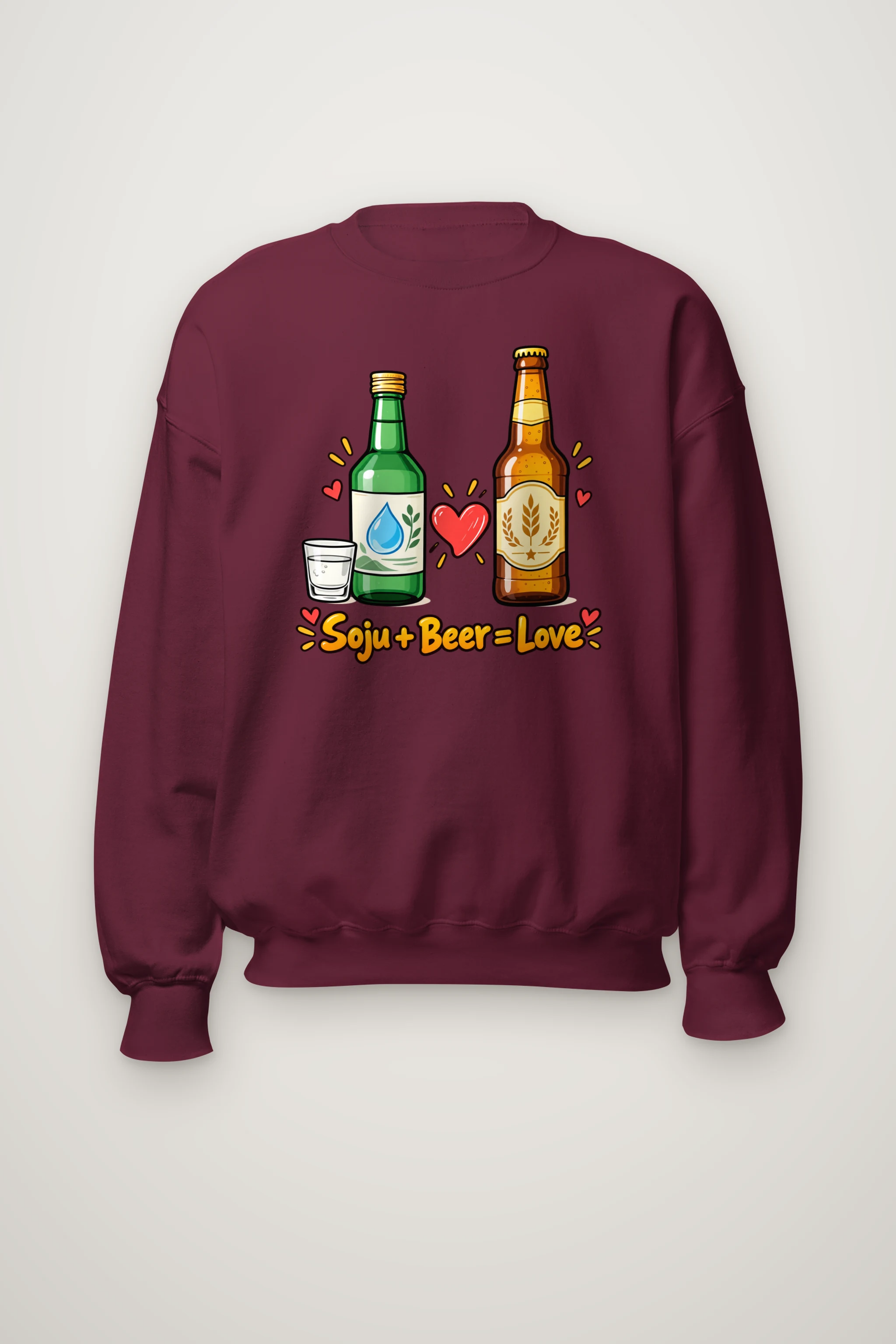 "Soju + Beer = Love" Heavy Blend Unisex Crewneck Sweatshirt