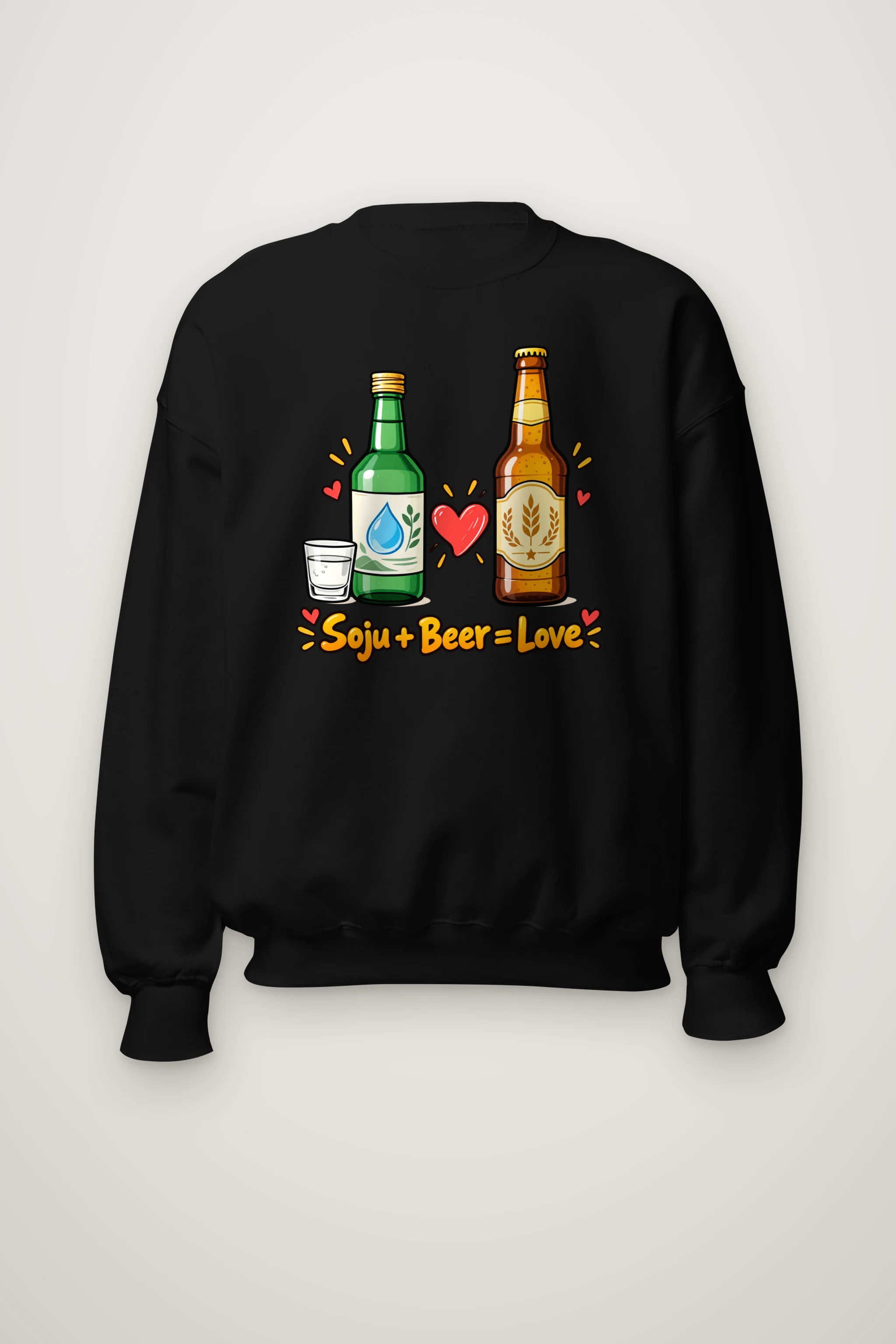 "Soju + Beer = Love" Heavy Blend Unisex Crewneck Sweatshirt