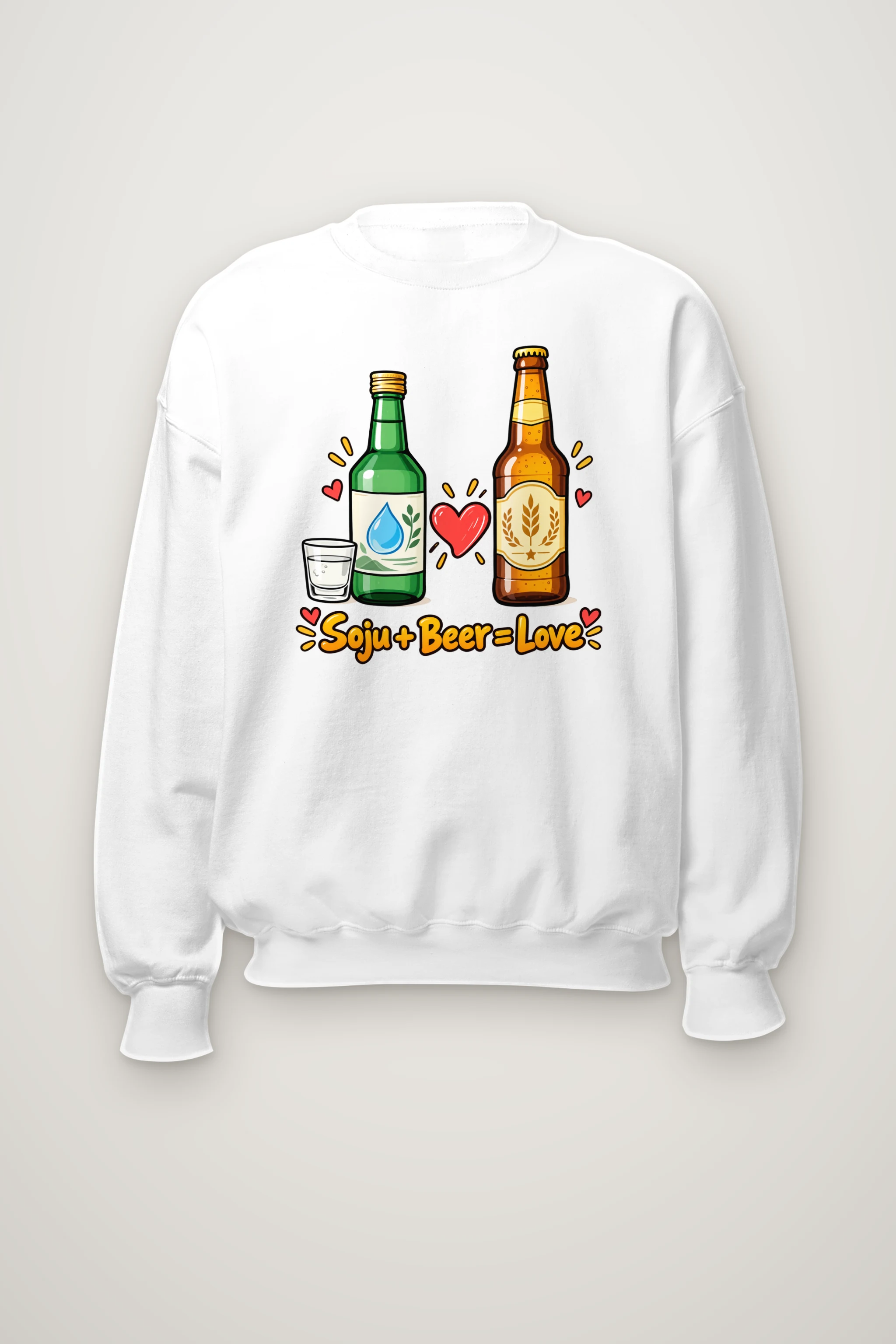 "Soju + Beer = Love" Heavy Blend Unisex Crewneck Sweatshirt