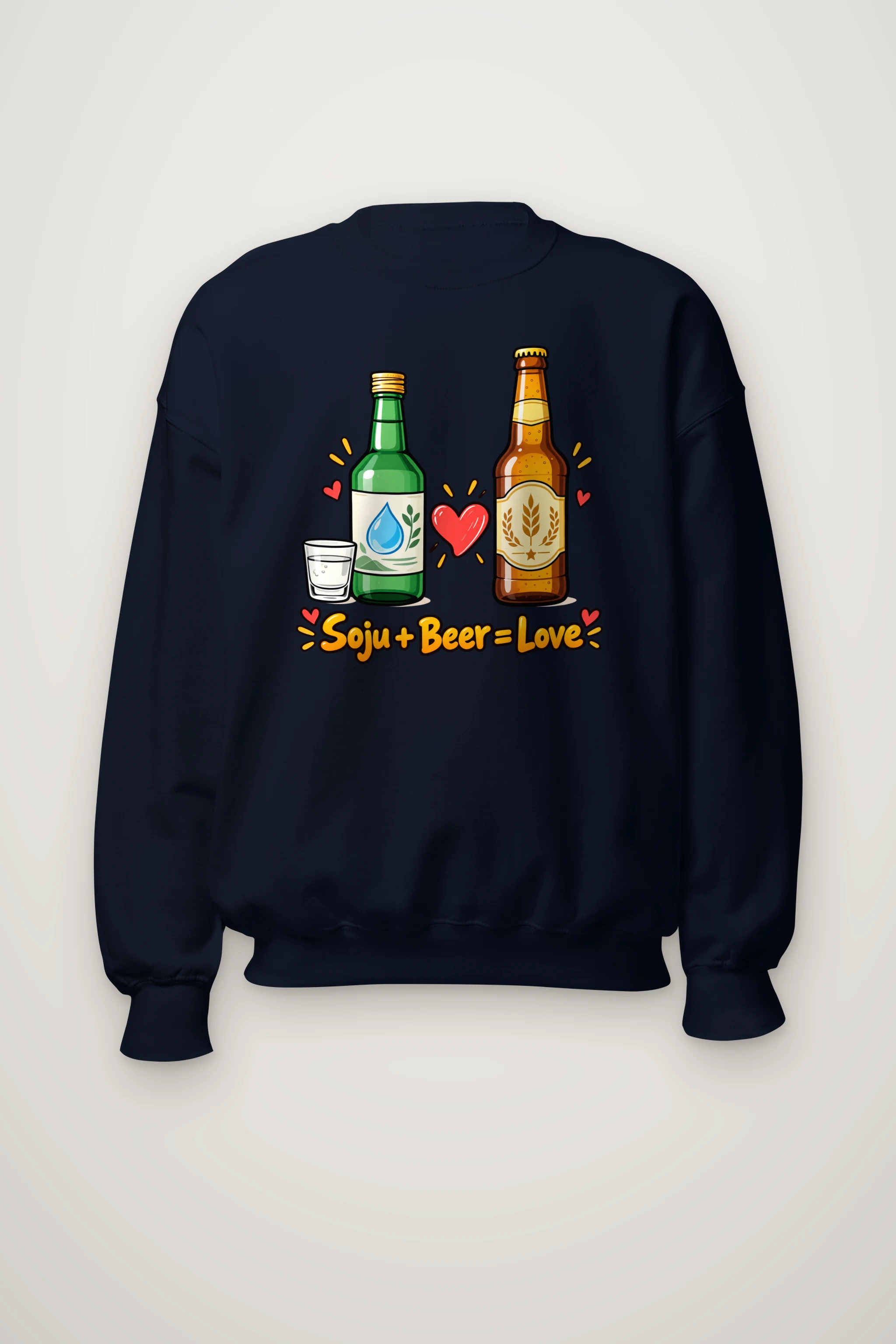 "Soju + Beer = Love" Heavy Blend Unisex Crewneck Sweatshirt