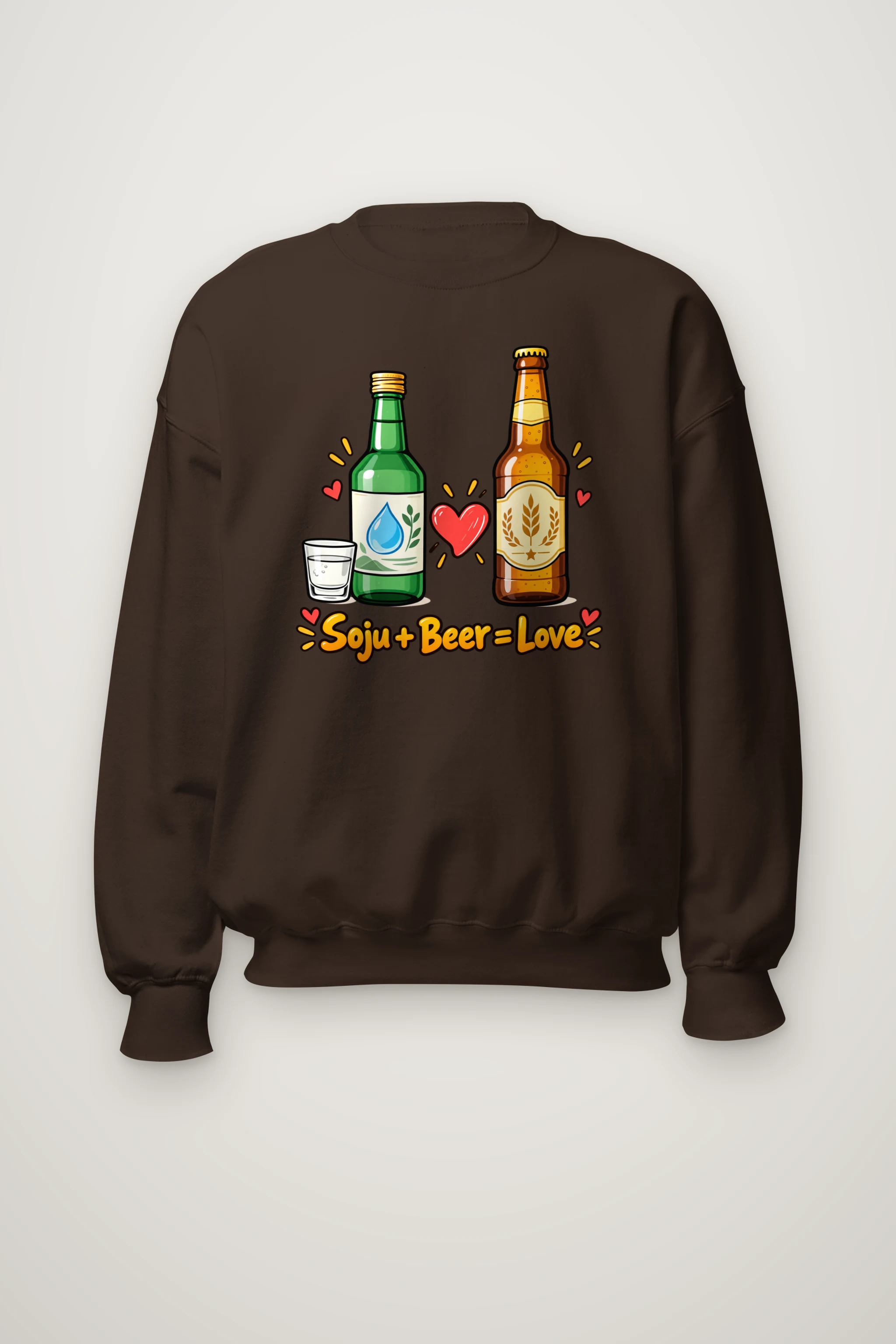 "Soju + Beer = Love" Heavy Blend Unisex Crewneck Sweatshirt