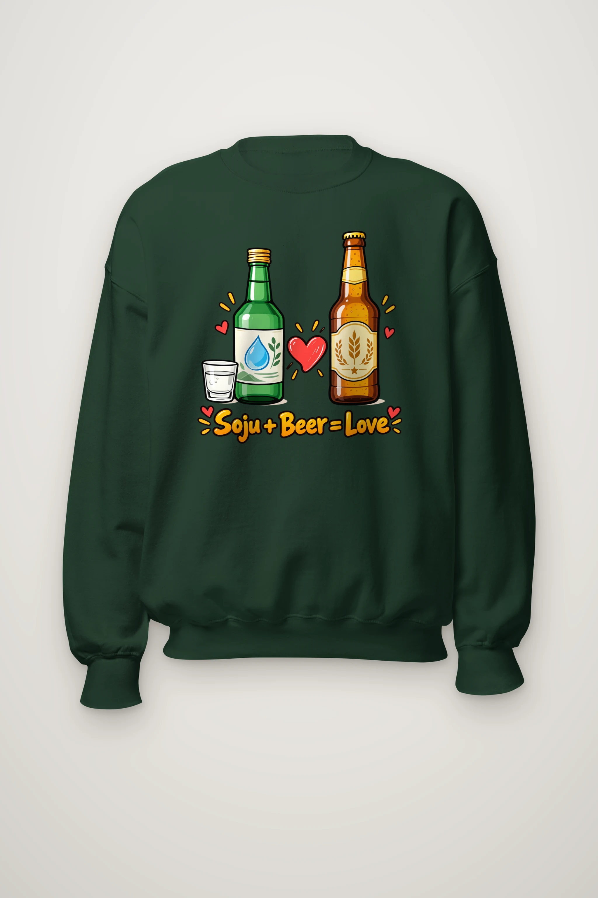 "Soju + Beer = Love" Heavy Blend Unisex Crewneck Sweatshirt