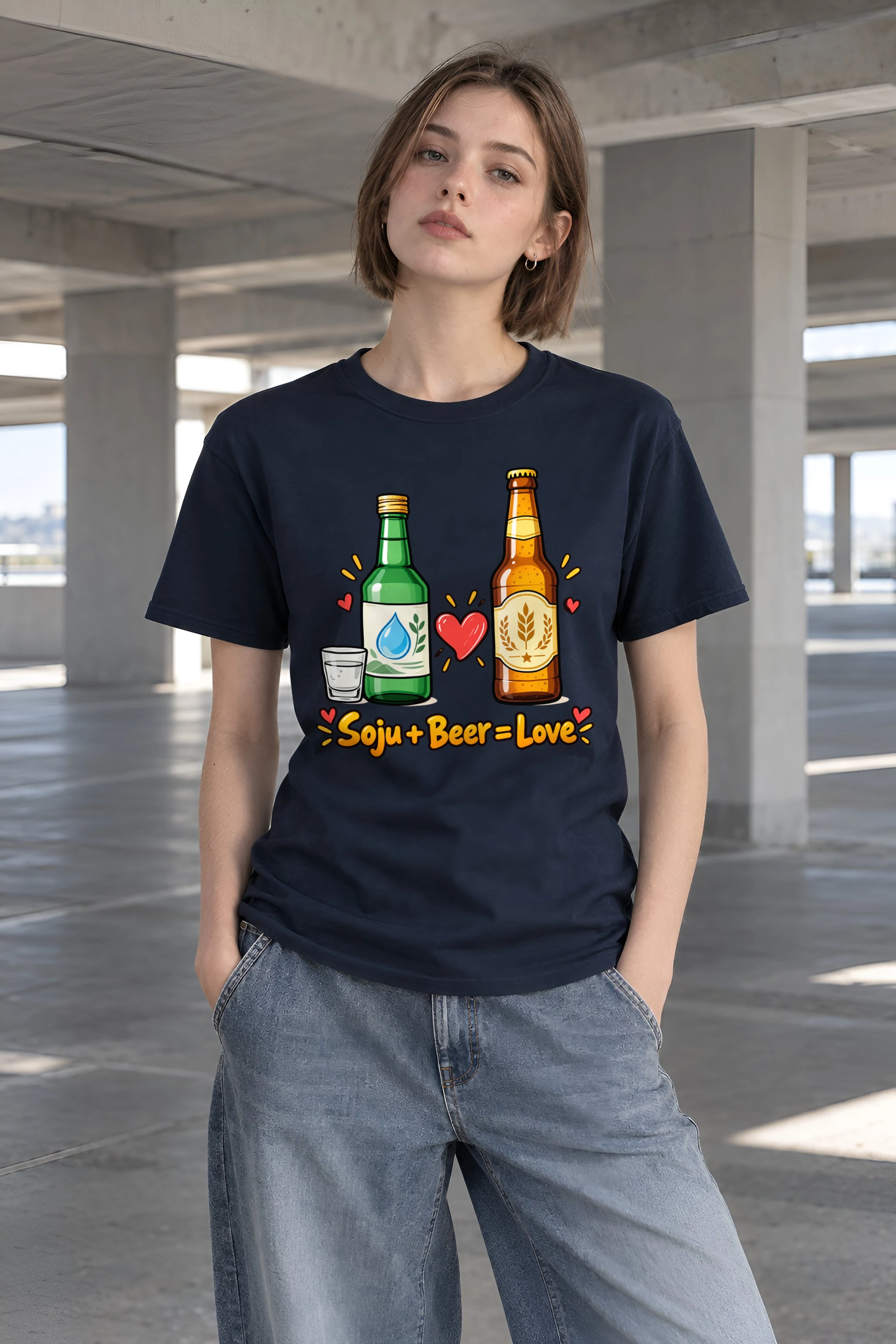 "Soju Beer Love" Heavyweight Unisex Crewneck T-shirt