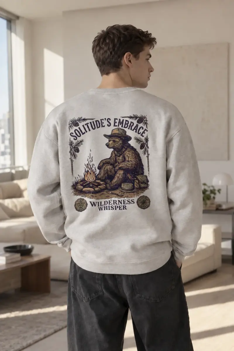 “Solitude Series Bear” Heavy Blend Unisex Crewneck Sweatshirt | Gildan 18000