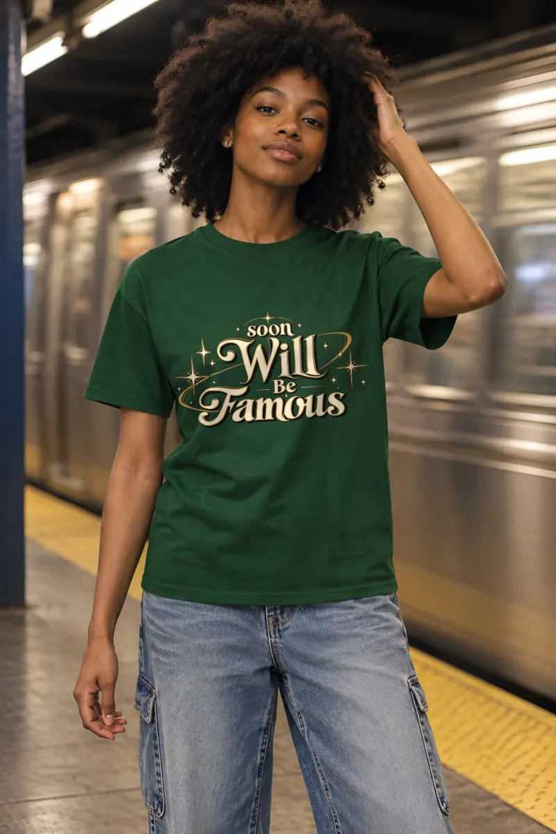 "Soon Will Be Famous" Heavyweight Unisex Crewneck T-shirt