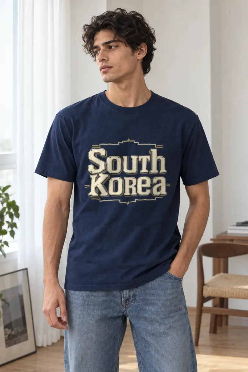 "South Korea Collegiate" Heavyweight Unisex Crewneck T-shirt | Gildan 5000