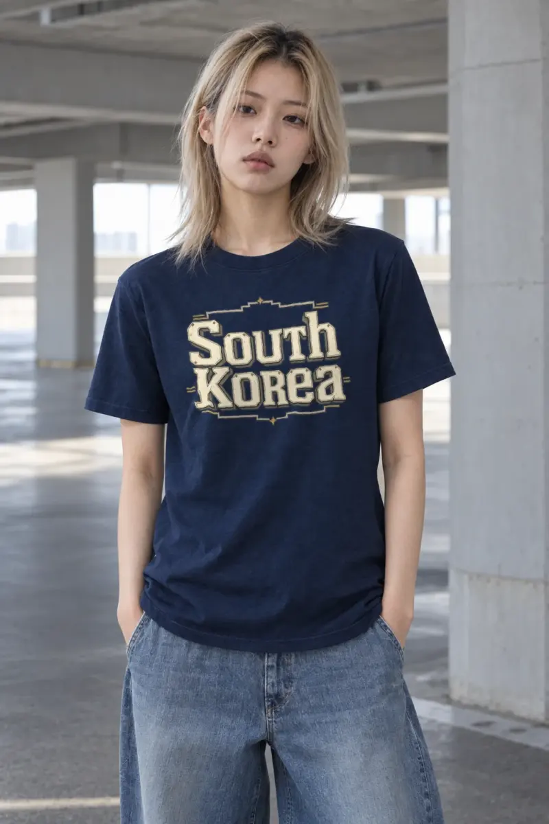 "South Korea Collegiate" Heavyweight Unisex Crewneck T-shirt