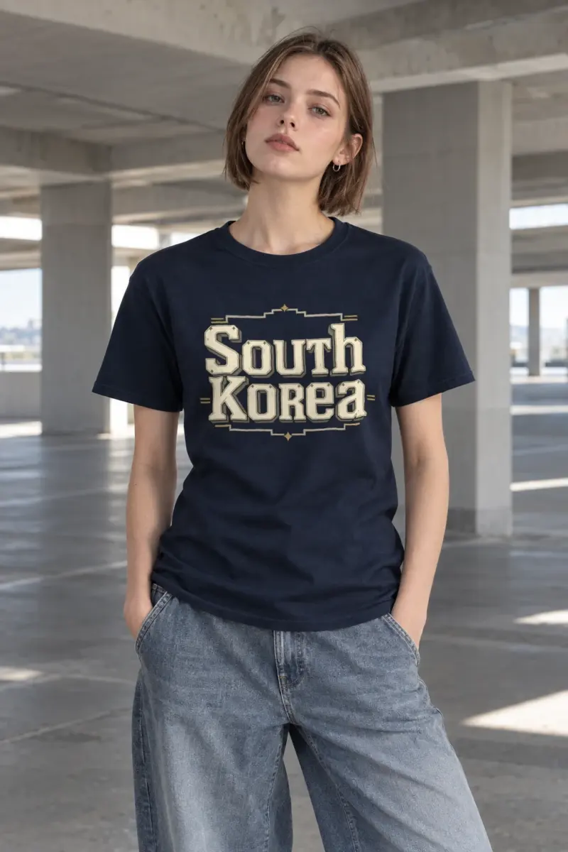"South Korea Collegiate" Heavyweight Unisex Crewneck T-shirt