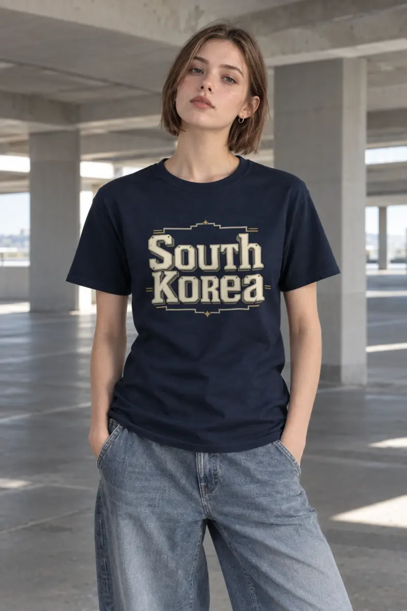 "South Korea Collegiate" Heavyweight Unisex Crewneck T-shirt
