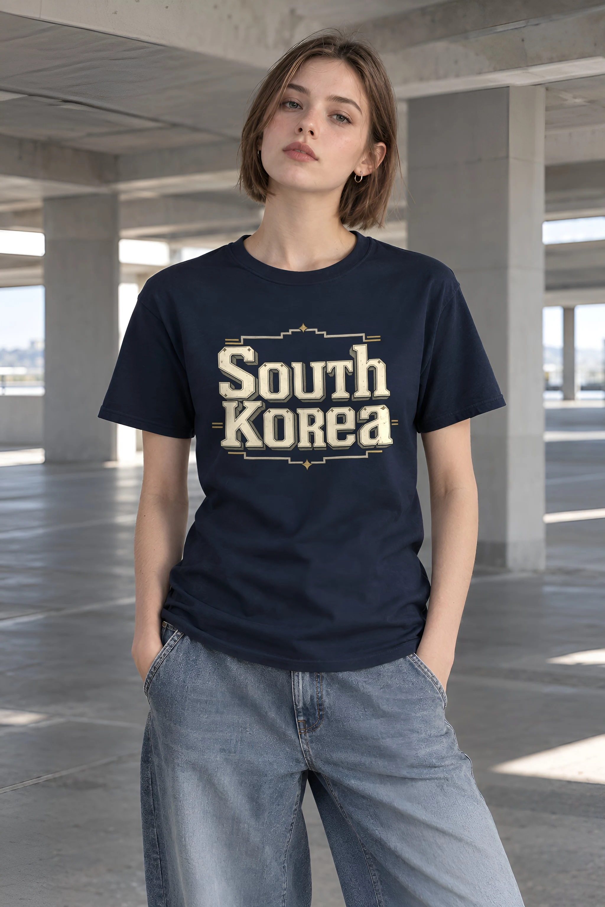 "South Korea Collegiate" Heavyweight Unisex Crewneck T-shirt