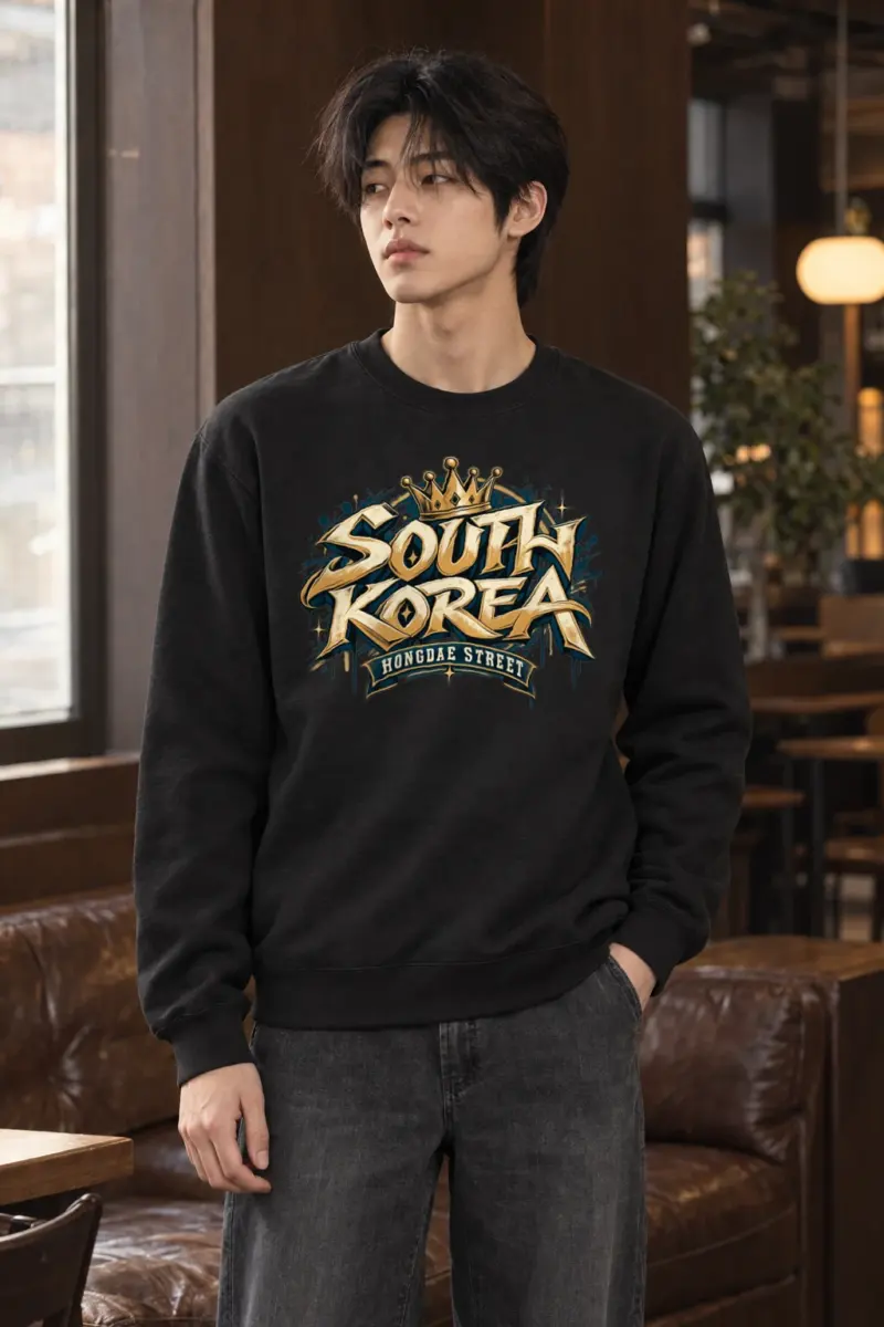 "South Korea Hongdae Street" Heavy Blend Unisex Crewneck Sweatshirt | Gildan 18000