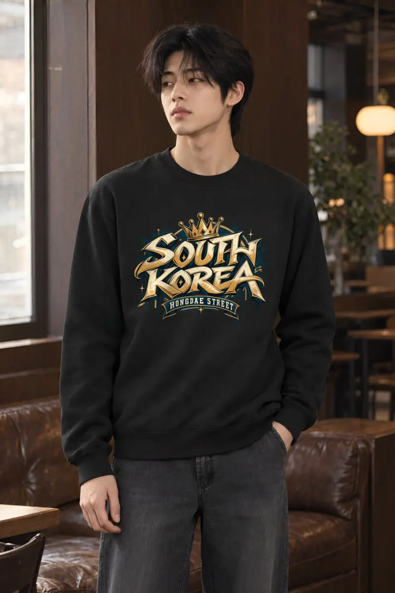 "South Korea Hongdae Street" Heavy Blend Unisex Crewneck Sweatshirt