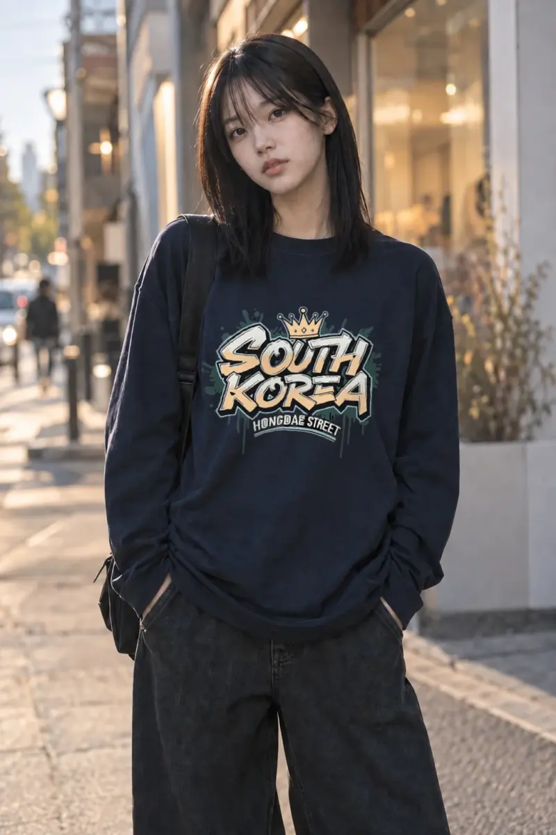 "South Korea Hongdae Street" Unisex Longsleeve T-shirt | Gildan 2400