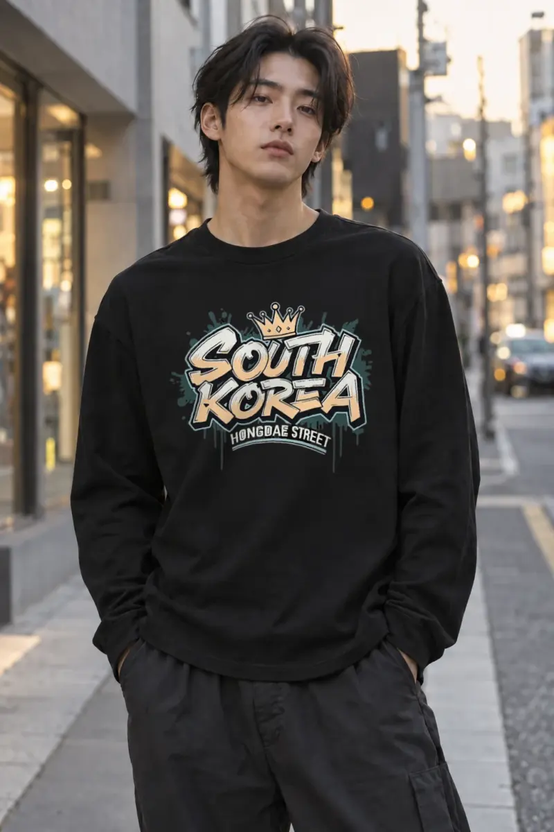 "South Korea Hongdae Street" Unisex Longsleeve T-shirt | Gildan 2400