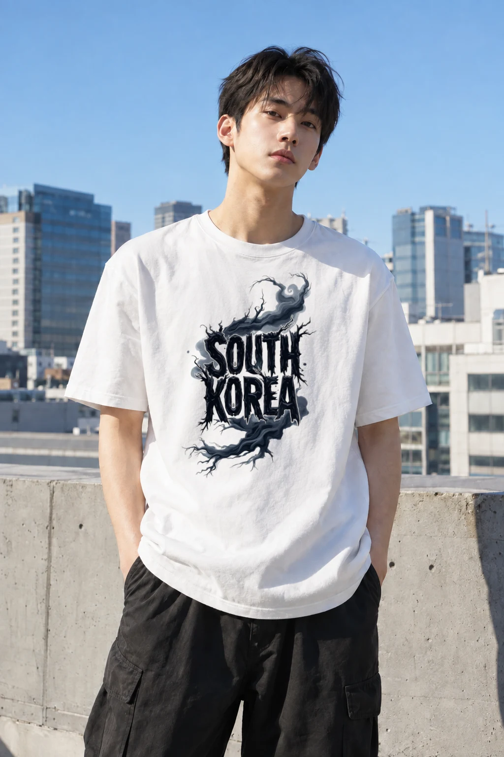 "South Korea Roots" Heavyweight Unisex Crewneck T-shirt | Gildan 5000