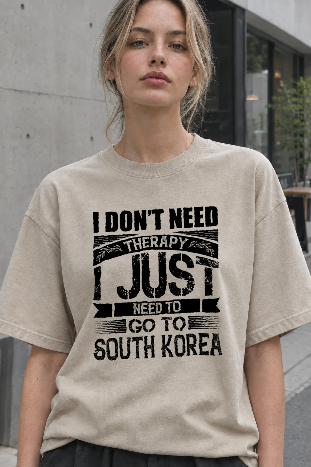 "South Korea Therapy" Heavyweight Unisex Crewneck T-shirt | Gildan 5000