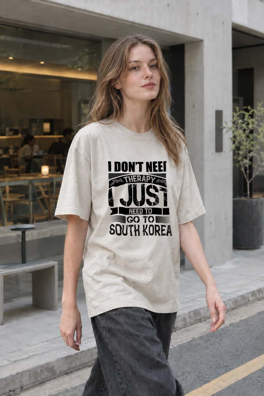 "South Korea Therapy" Heavyweight Unisex Crewneck T-shirt | Gildan 5000