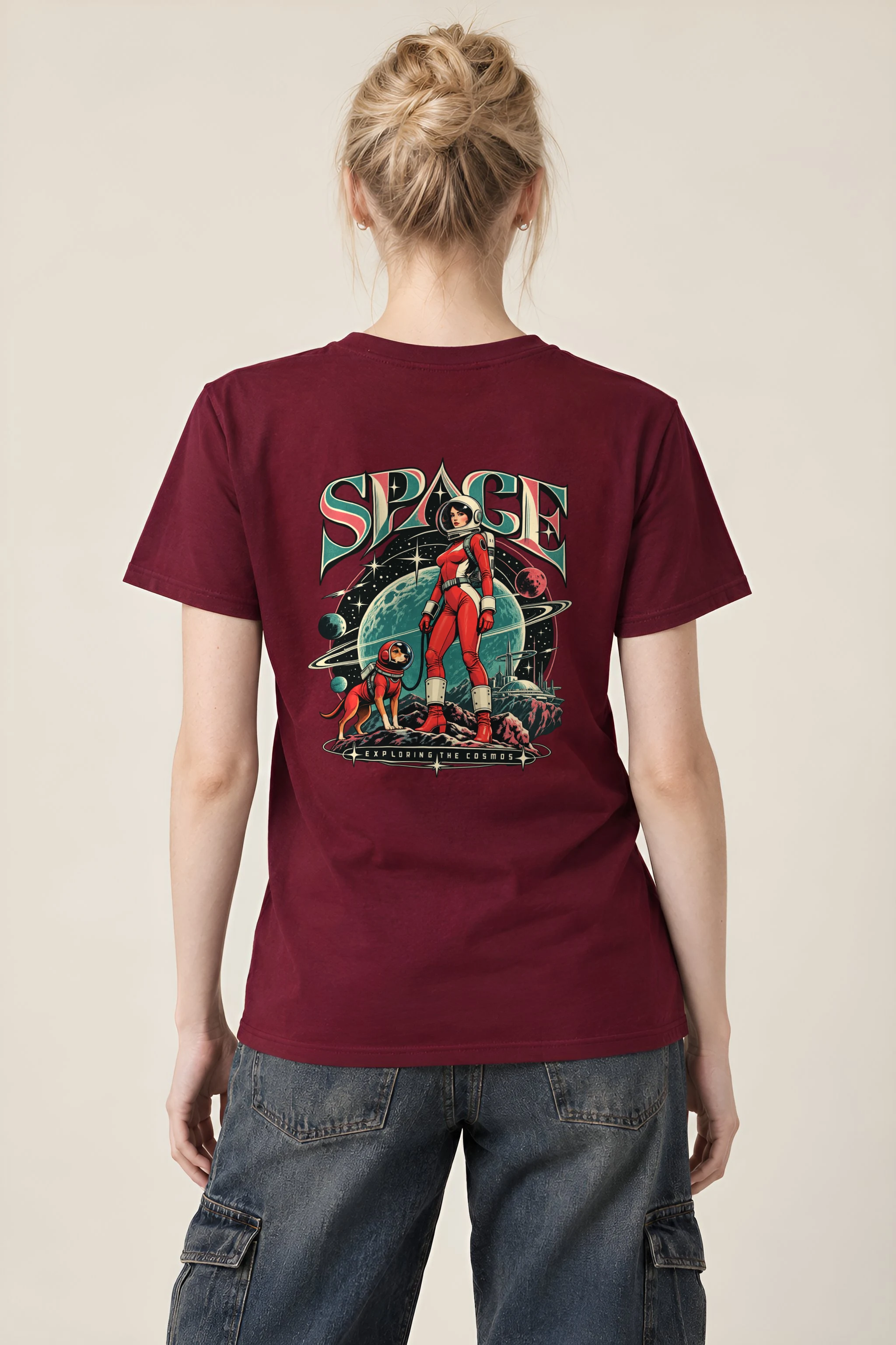"Space Exploring The Cosmos" Heavyweight Unisex Crewneck T-shirt