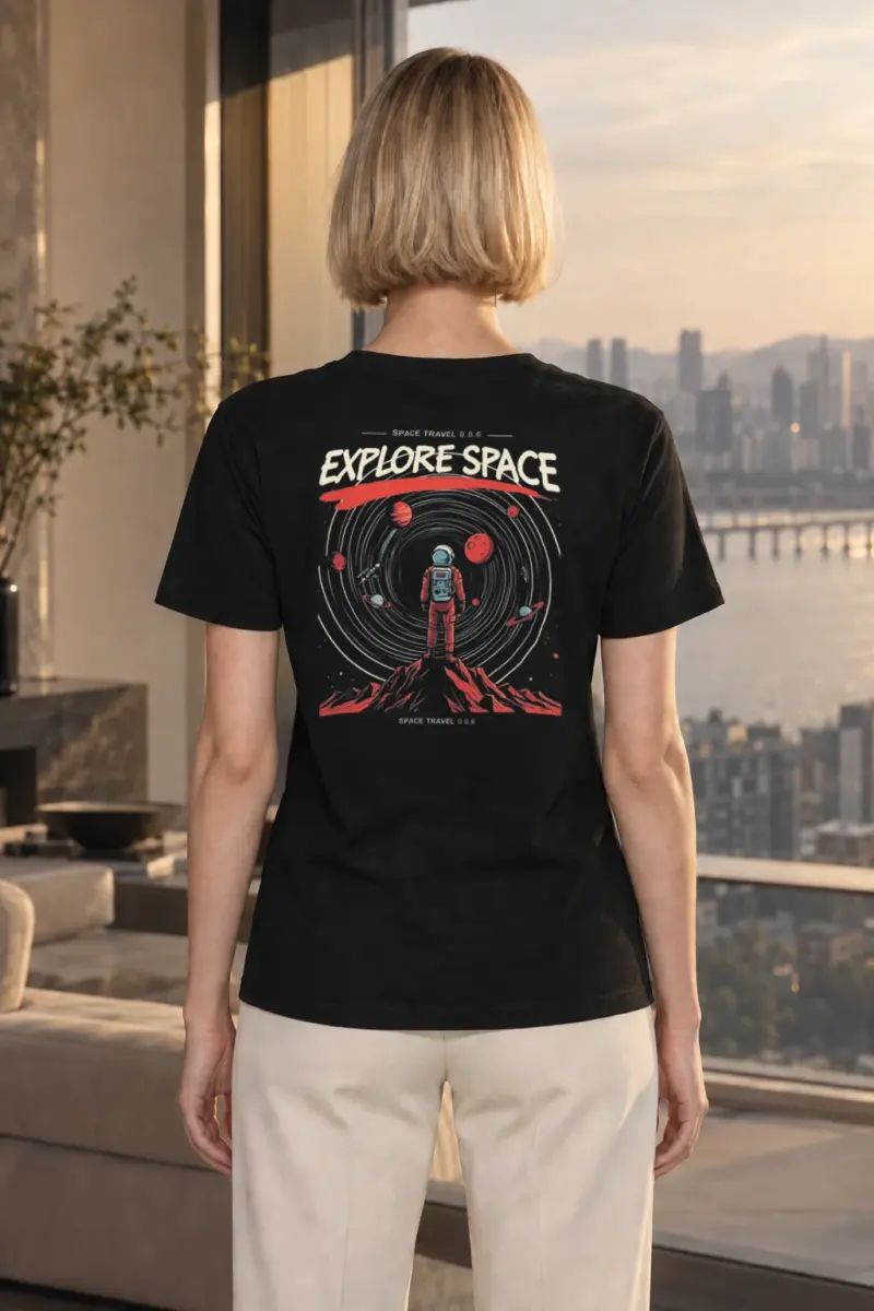 "Space Travel 0.0.6" Heavyweight Unisex Crewneck T-shirt | Gildan 5000
