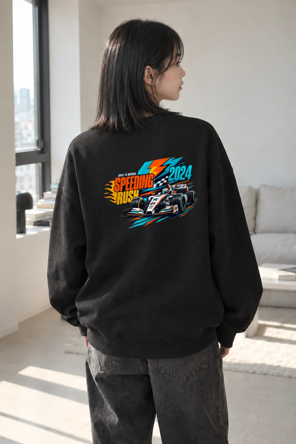 "Speeding Rush" Heavy Blend Unisex Crewneck Sweatshirt | Gildan 18000
