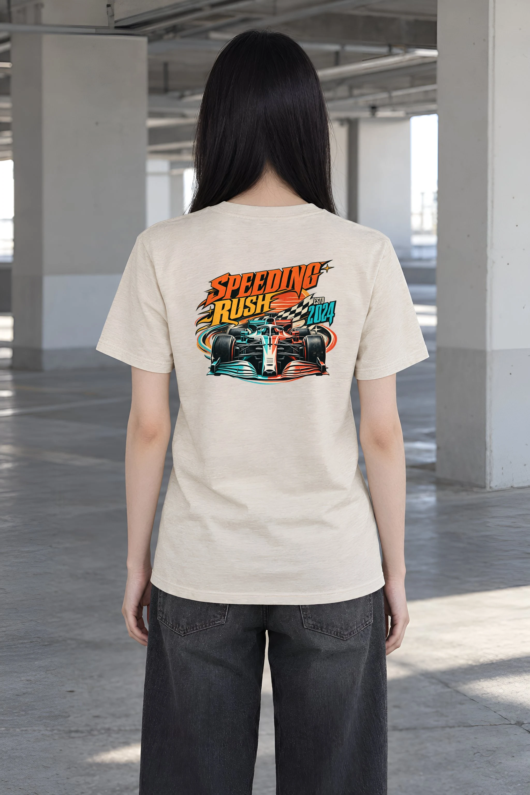 "Speeding Rush" Heavyweight Unisex Crewneck T-shirt
