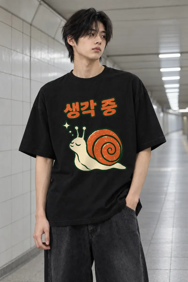 "Spiral Shell Snail" Men's Oversized Heavyweight Crewneck T-Shirt