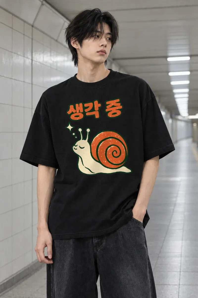 "Spiral Shell Snail" Men's Oversized Heavyweight Crewneck T-Shirt