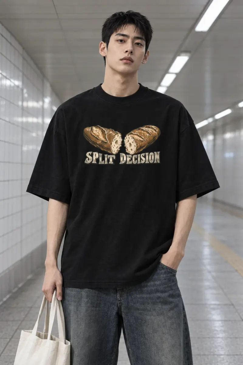 "Split Decision" Men's Oversized Heavyweight Crewneck T-Shirt