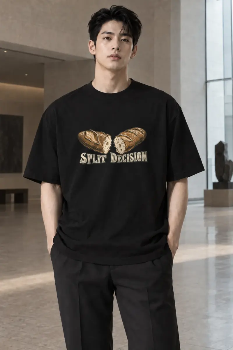 "Split Decision" Men's Oversized Heavyweight Crewneck T-Shirt | Shaka Wear SHMHSS