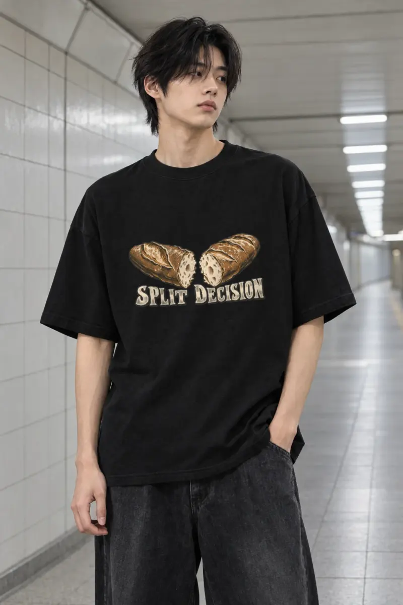 "Split Decision" Men's Oversized Heavyweight Crewneck T-Shirt