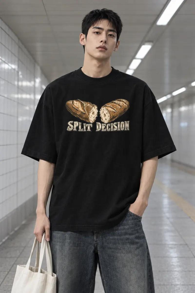 "Split Decision" Men's Oversized Heavyweight Crewneck T-Shirt