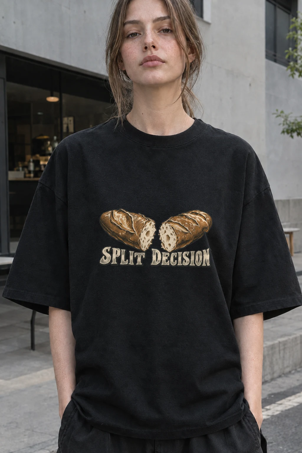 "Split Decision" Men's Oversized Heavyweight Crewneck T-Shirt | Shaka Wear SHMHSS