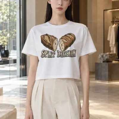 "Split Decision" Women's Crop Tee | Bella + Canvas 8882