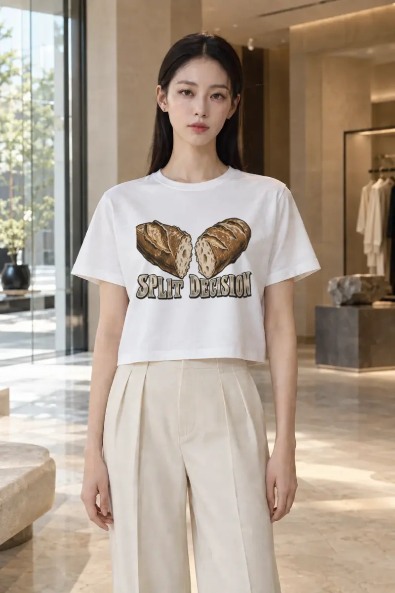 "Split Decision" Women's Crop Tee | Bella + Canvas 8882