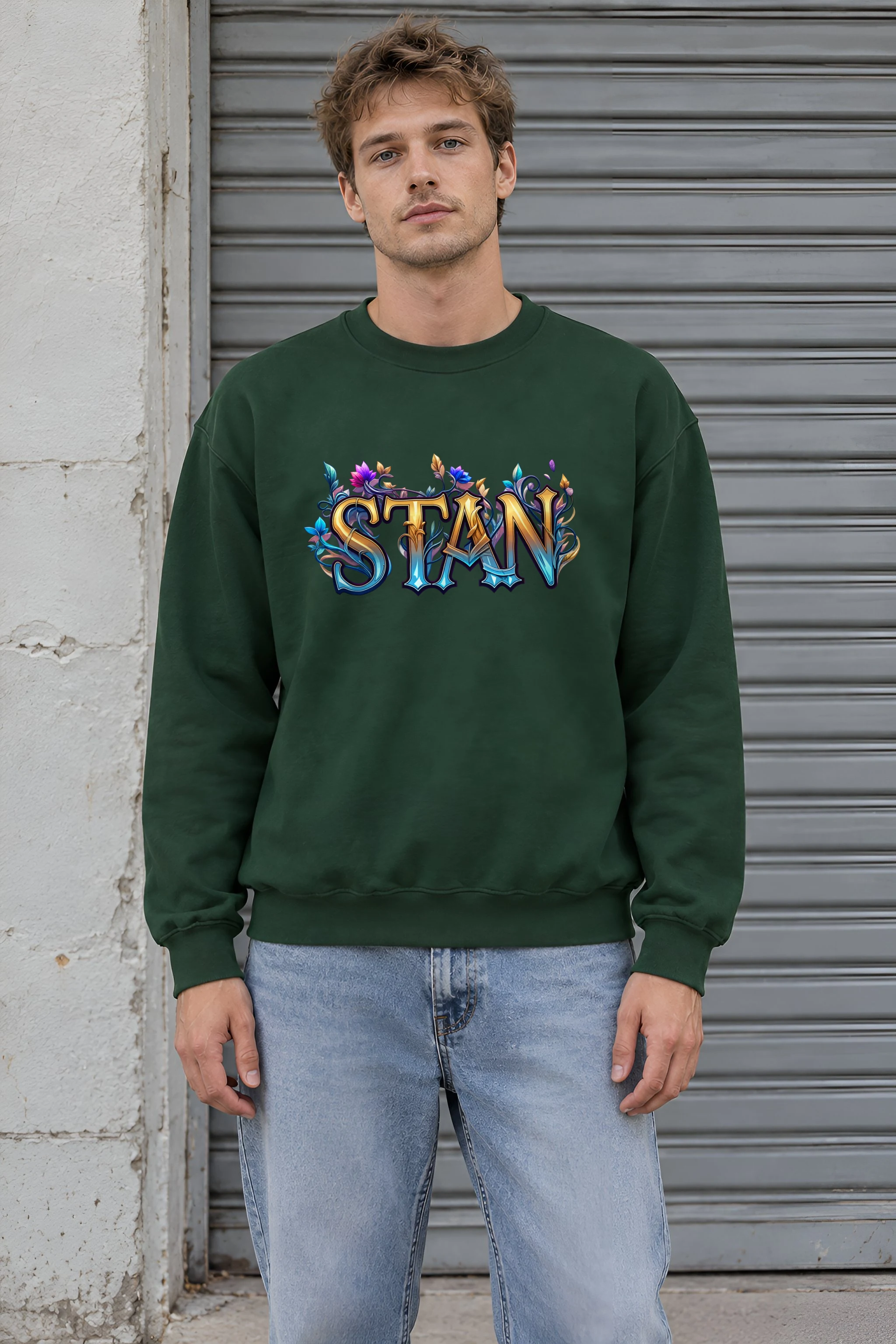 "Stan Floral Script" 1 Crewneck Sweatshirt