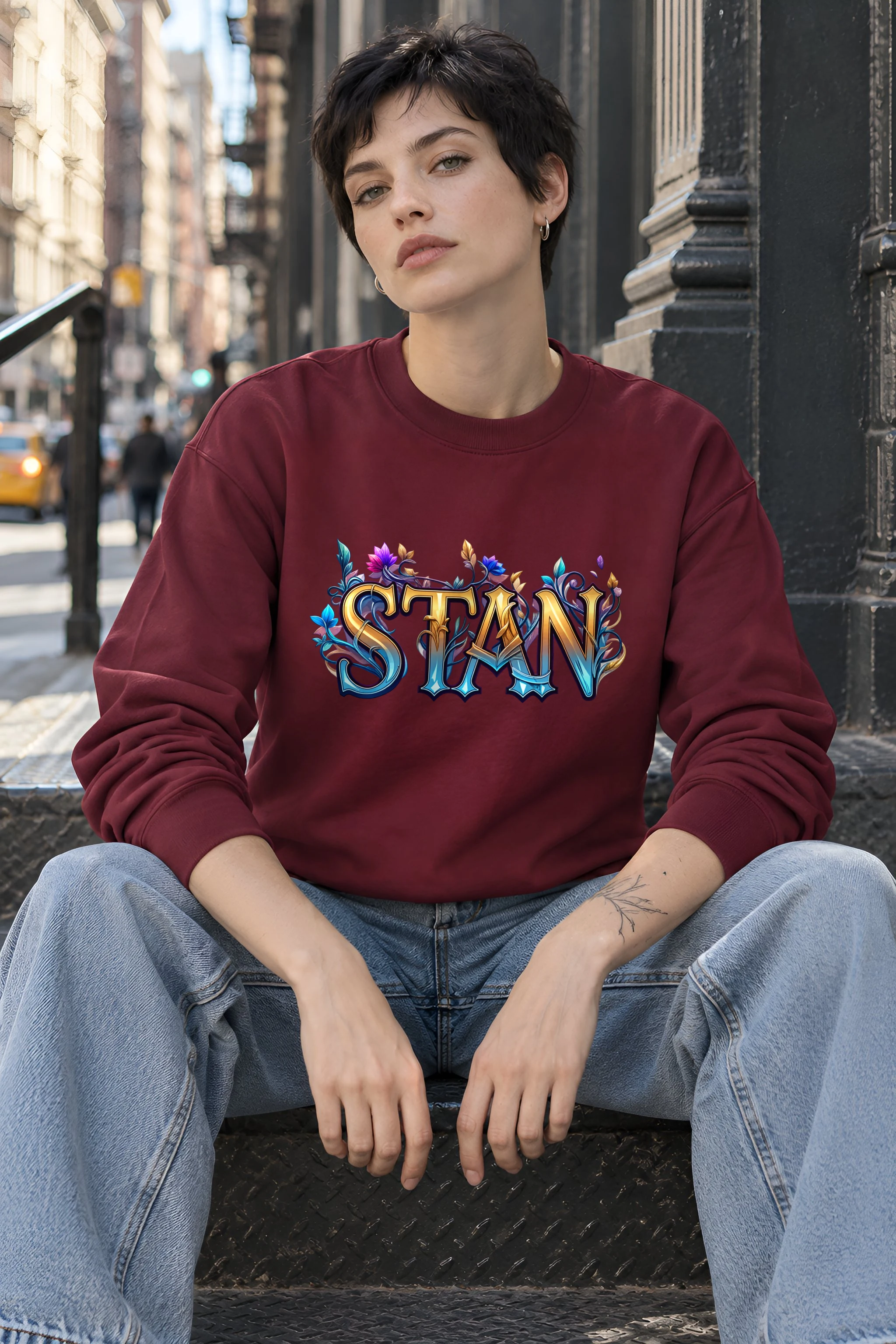 "Stan Floral Script" 1 Crewneck Sweatshirt
