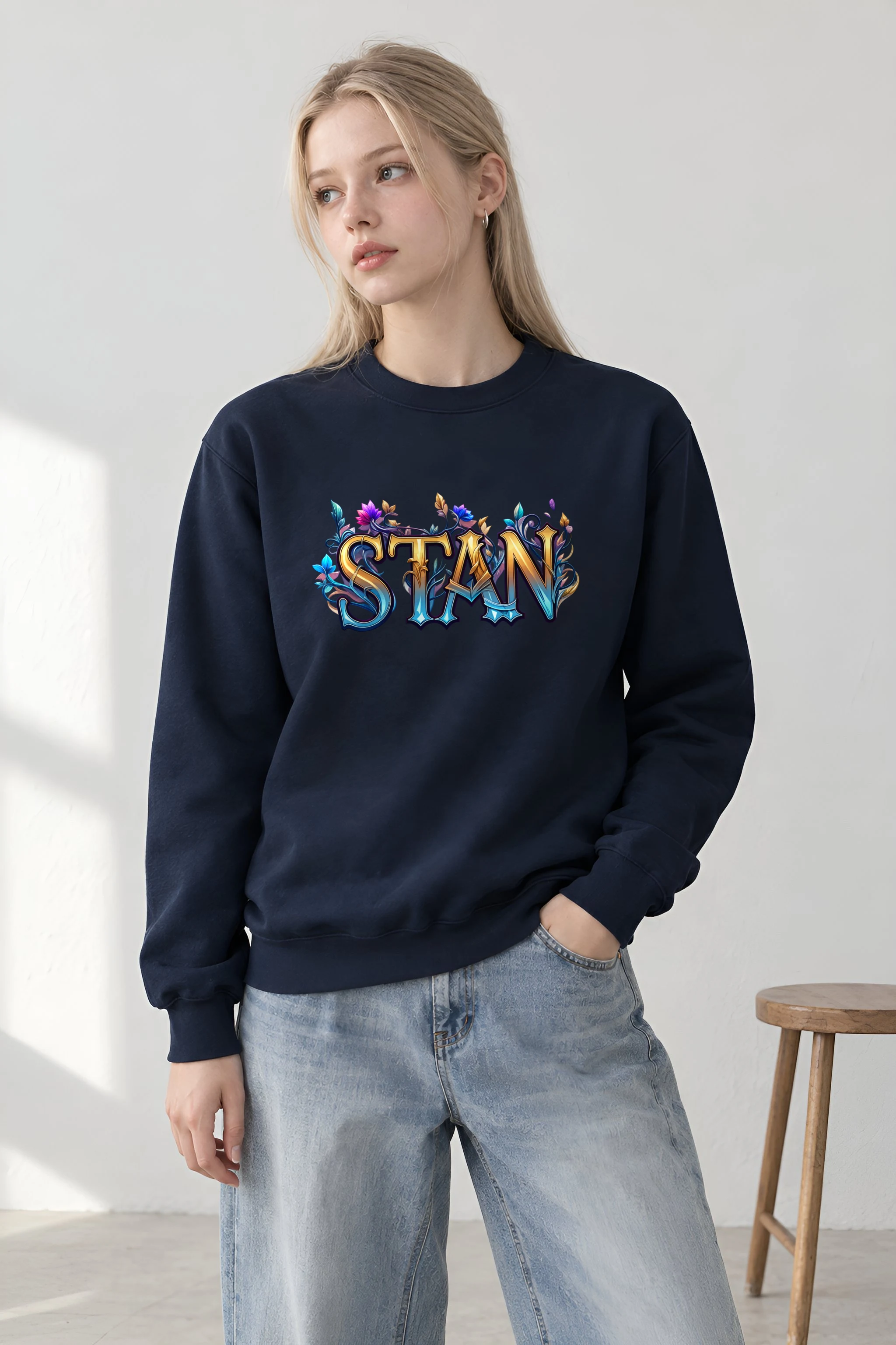 "Stan Floral Script" 1 Crewneck Sweatshirt