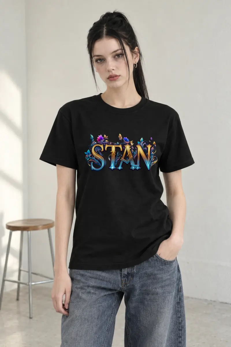 "Stan Floral Script" Heavyweight Unisex Crewneck T-shirt