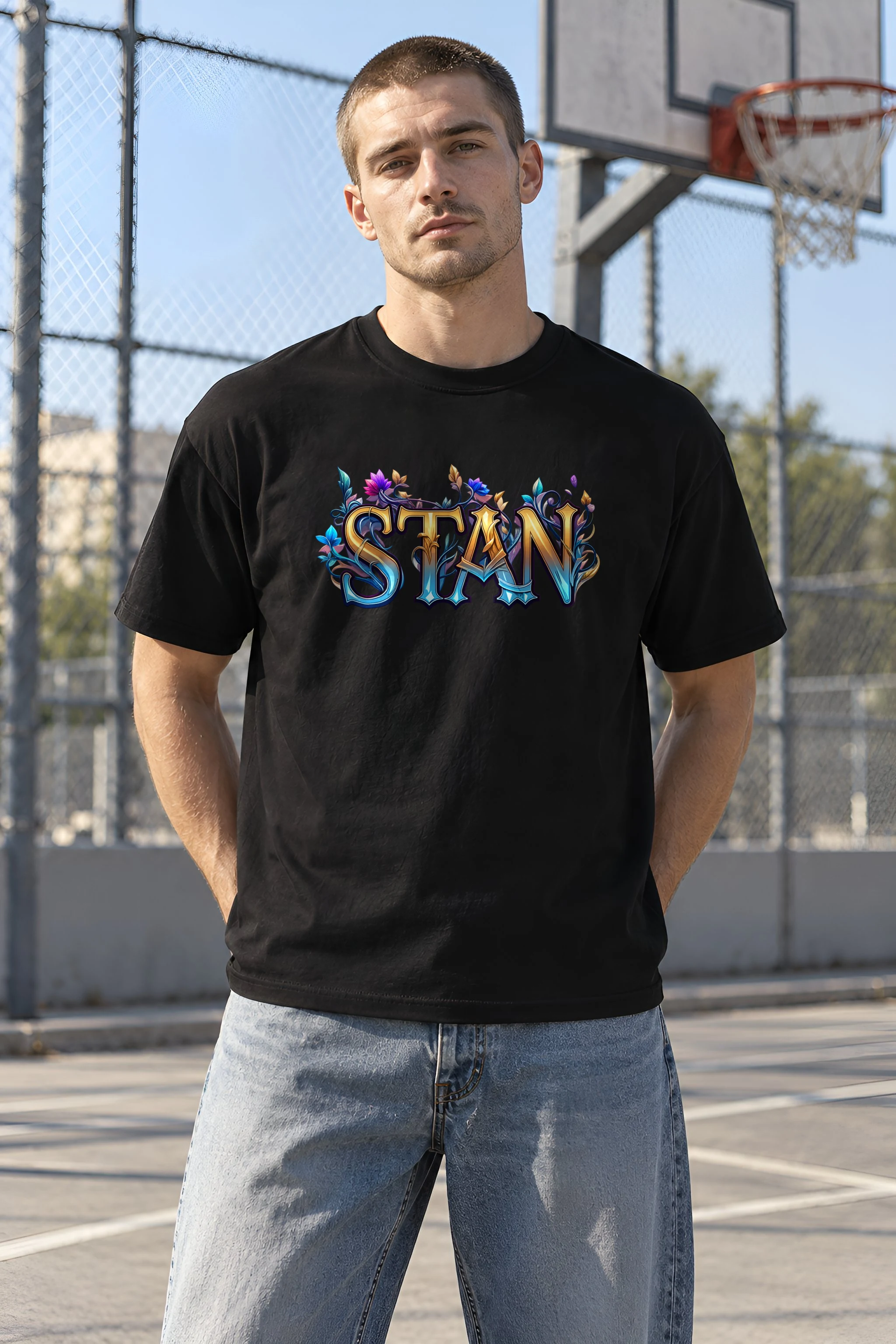 "Stan Floral Script" Heavyweight Unisex Crewneck T-shirt