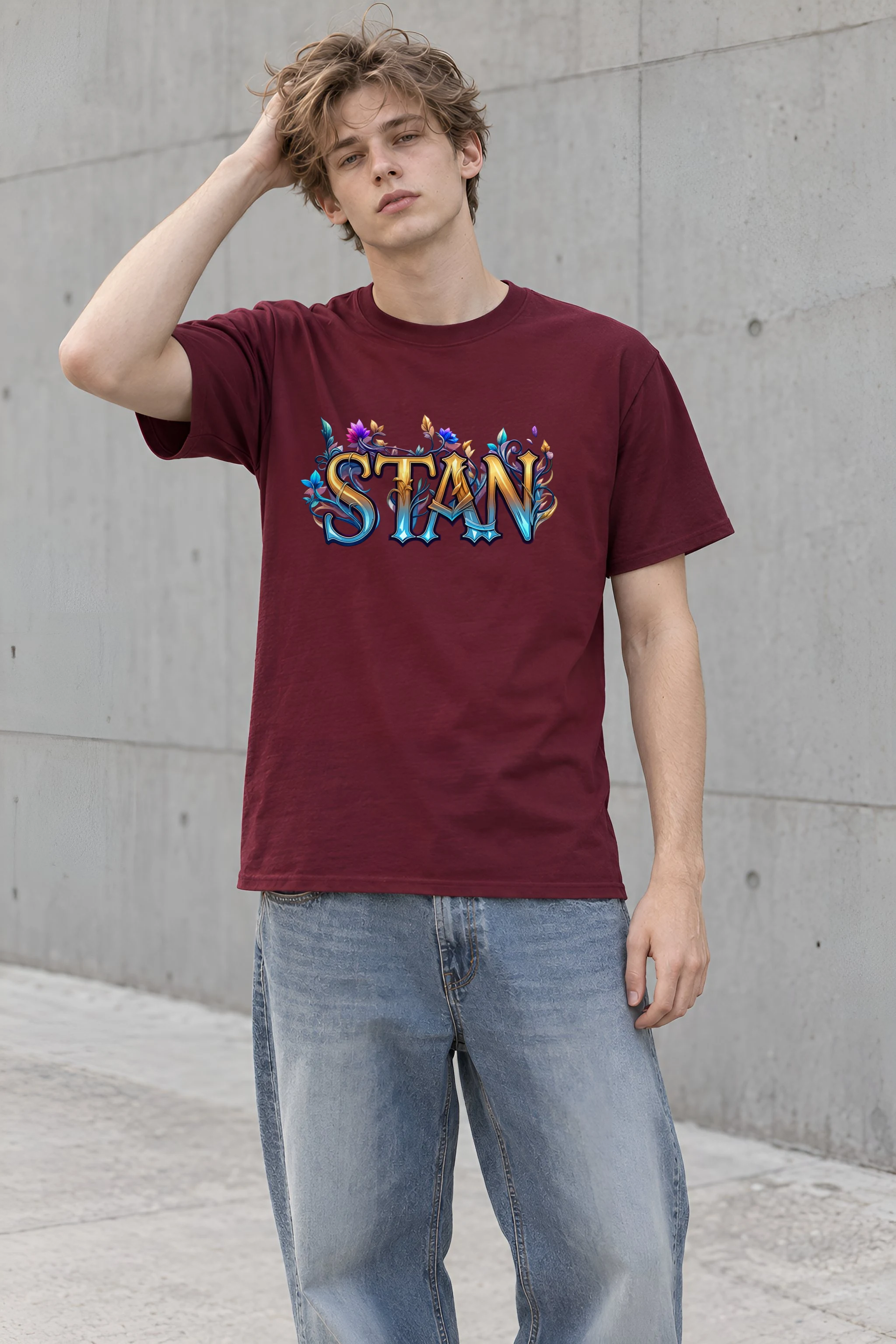 "Stan Floral Script" Heavyweight Unisex Crewneck T-shirt