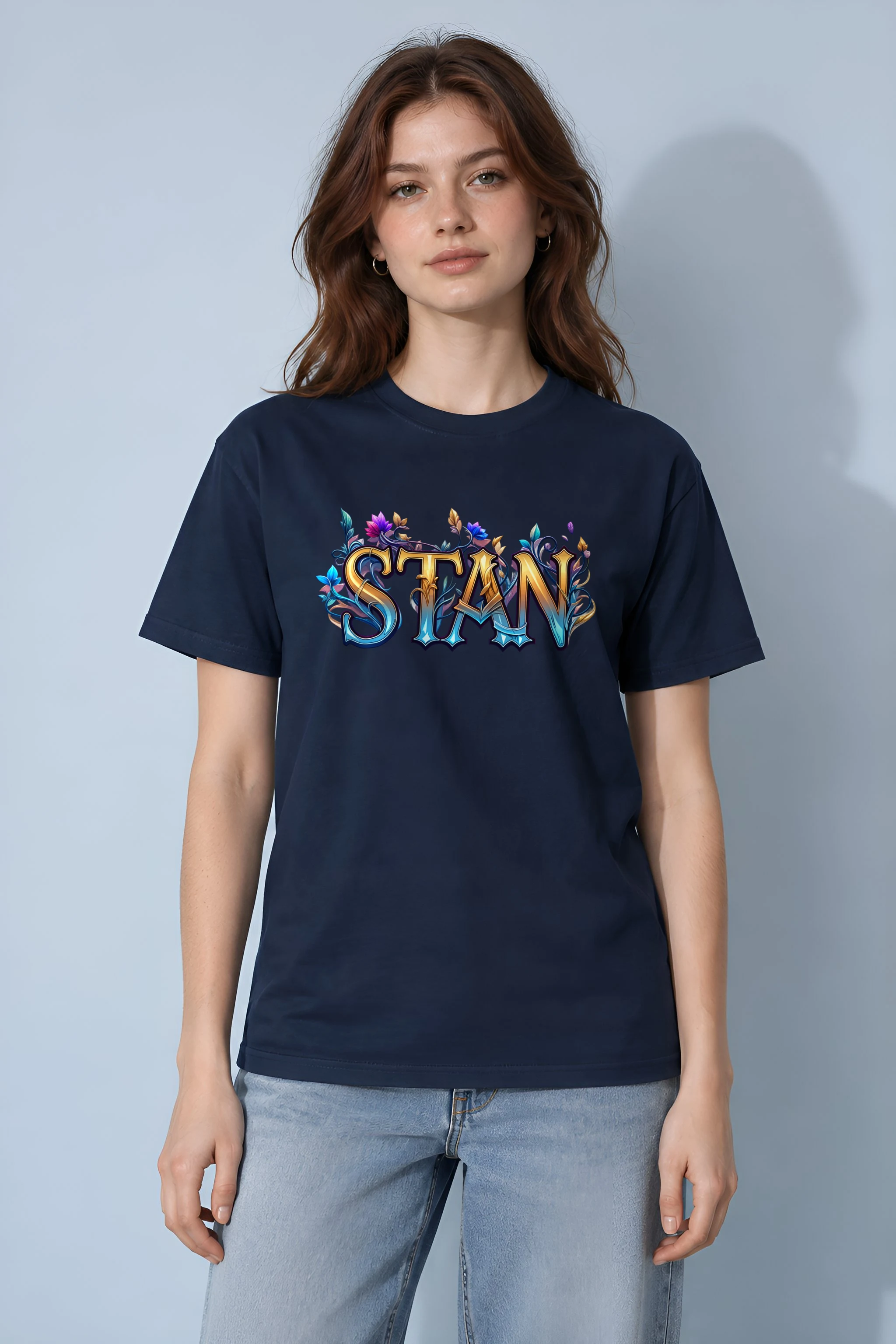 "Stan Floral Script" Heavyweight Unisex Crewneck T-shirt