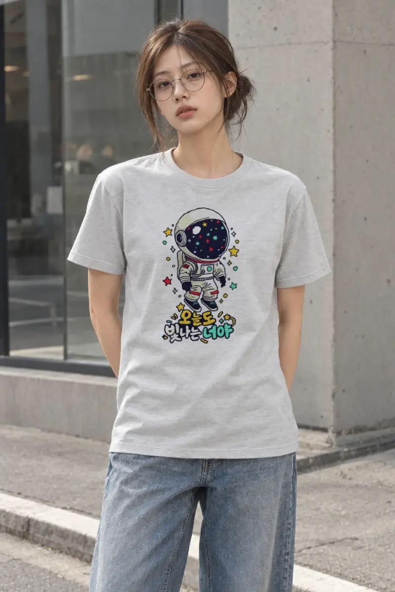 "Starlit Space Drifter" Heavyweight Unisex Crewneck T-shirt