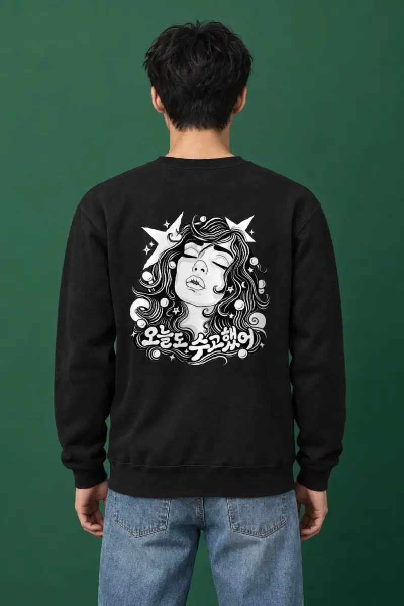 "Starlit Wavy Hair" Heavy Blend Unisex Crewneck Sweatshirt | Gildan 18000