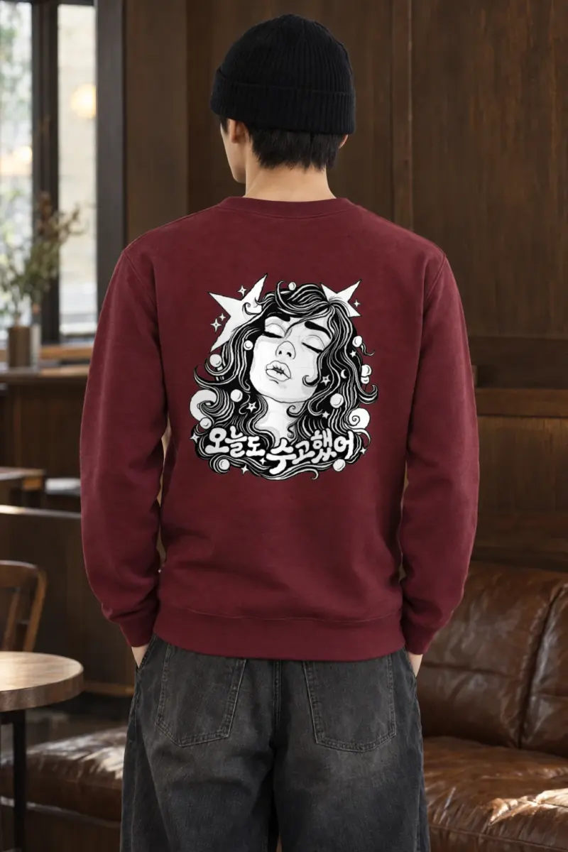 "Starlit Wavy Hair" Heavy Blend Unisex Crewneck Sweatshirt